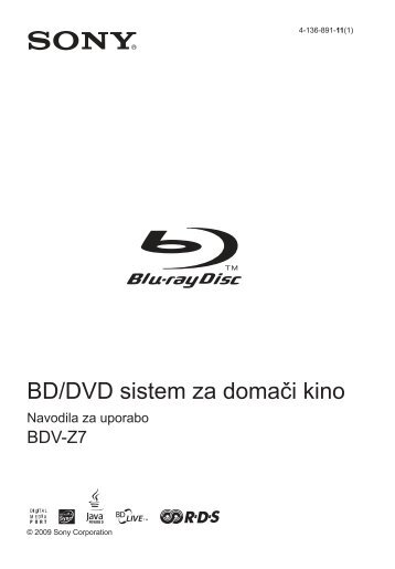 Sony BDV-Z7 - BDV-Z7 Istruzioni per l'uso Sloveno