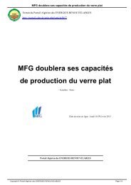 MFG doublera ses capacités de production du verre plat