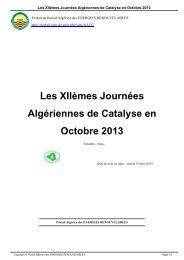 Les XIIèmes Journées Algériennes de Catalyse en Octobre 2013