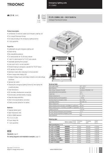 Emergency lighting units PC COMBO PC CFL COMBO ... - Tridonic