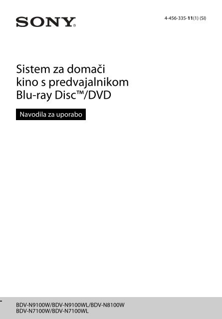 Sony BDV-N7100WL - BDV-N7100WL Istruzioni per l'uso Sloveno