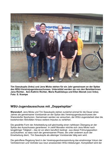 WSU-Jugendausschuss mit „Doppelspitze“ - Warendorfer ...