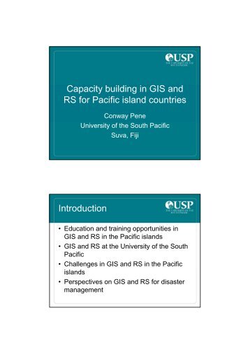 Capacity building in GIS and RS for Pacific island countries ...