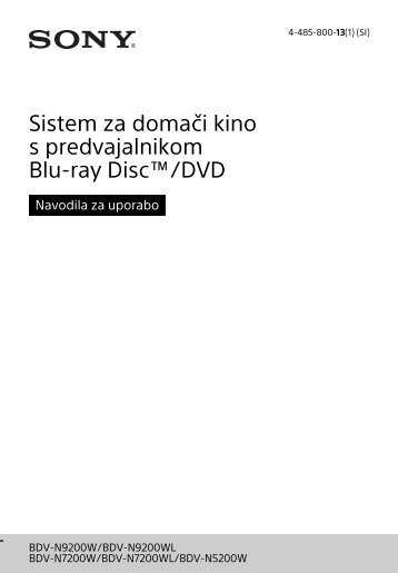 Sony BDV-N9200W - BDV-N9200W Istruzioni per l'uso Sloveno
