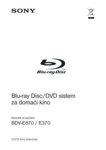 Sony BDV-E870 - BDV-E870 Istruzioni per l'uso Sloveno