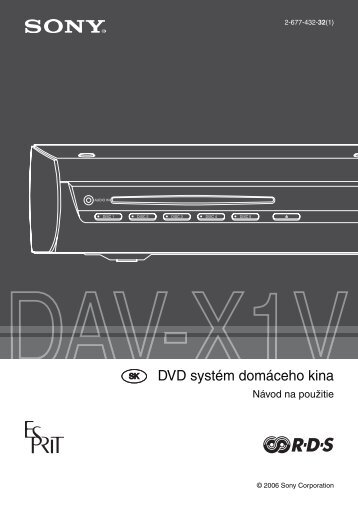 Sony DAV-X1V - DAV-X1V Istruzioni per l'uso Slovacco