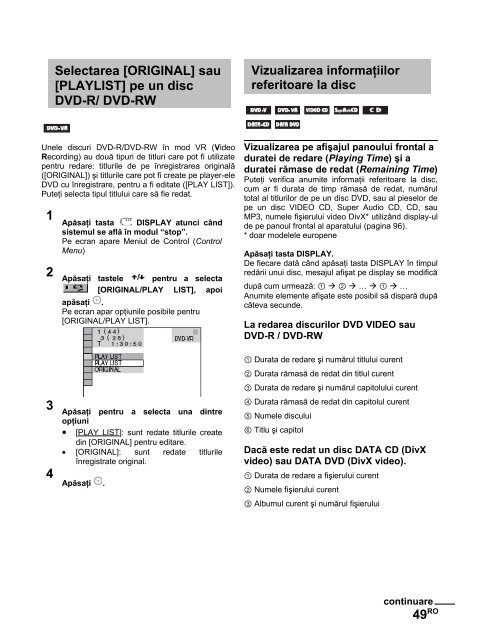 Sony DAV-X1V - DAV-X1V Istruzioni per l'uso Rumeno