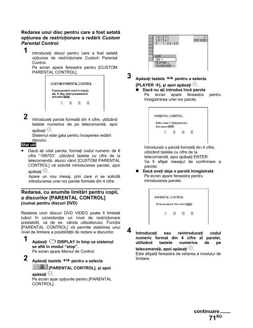 Sony DAV-X1V - DAV-X1V Istruzioni per l'uso Rumeno