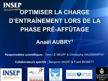 OPTIMISER LA CHARGE D’ENTRAÎNEMENT LORS DE LA PHASE PRÉ-AFFÛTAGE