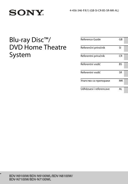 Sony BDV-N9100WL - BDV-N9100WL Guida di riferimento Sloveno