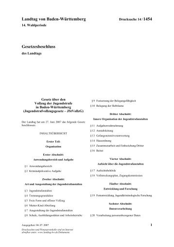 Landtag von Baden-Württemberg Gesetzesbeschluss