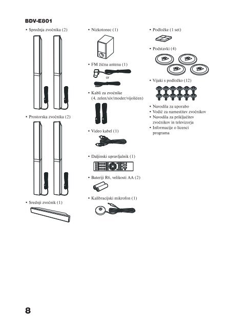 Sony BDV-E300 - BDV-E300 Istruzioni per l'uso Sloveno