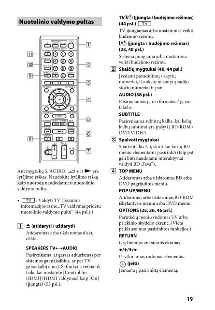 Sony BDV-E2100 - BDV-E2100 Istruzioni per l'uso Lituano