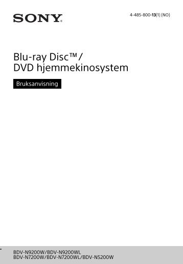 Sony BDV-N5200W - BDV-N5200W Istruzioni per l'uso Norvegese