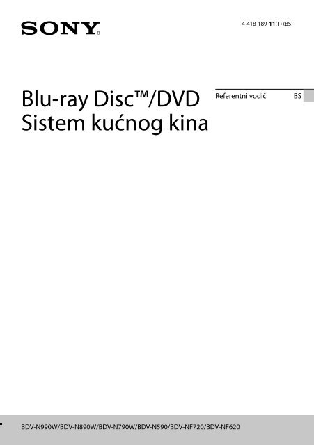 Sony BDV-N790W - BDV-N790W Guida di riferimento Bosniaco