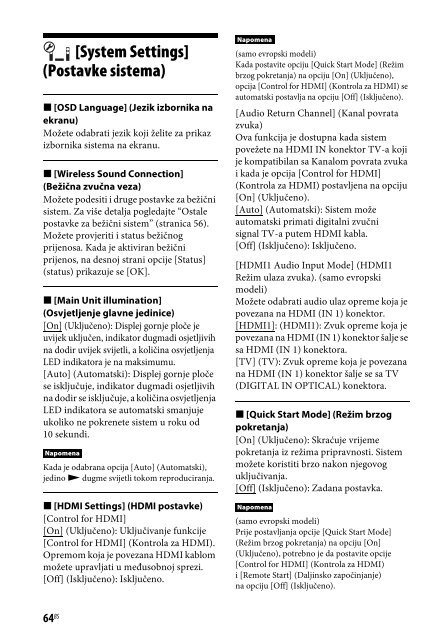 Sony BDV-N8100W - BDV-N8100W Istruzioni per l'uso Bosniaco