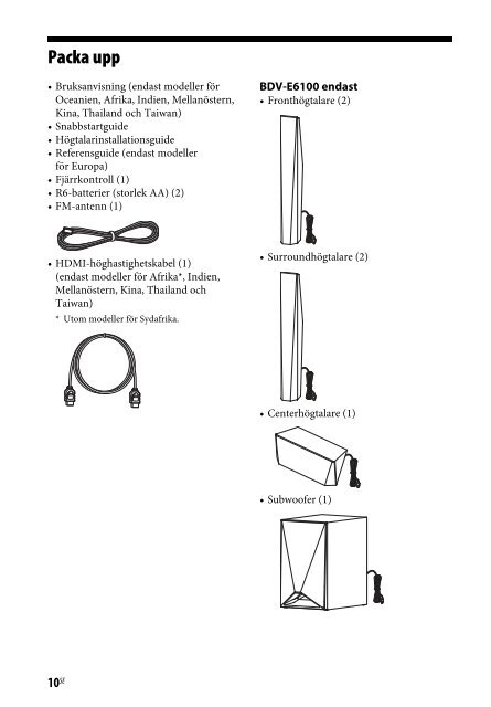 Sony BDV-E4100 - BDV-E4100 Istruzioni per l'uso Svedese