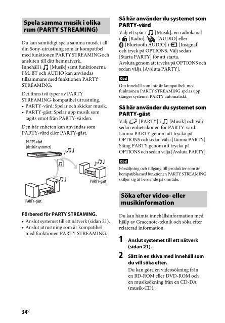 Sony BDV-E4100 - BDV-E4100 Istruzioni per l'uso Svedese