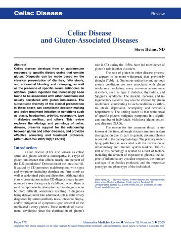Celiac Disease and Gluten-Associated Diseases - Thorne Research