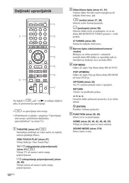 Sony BDV-E670W - BDV-E670W Istruzioni per l'uso Sloveno