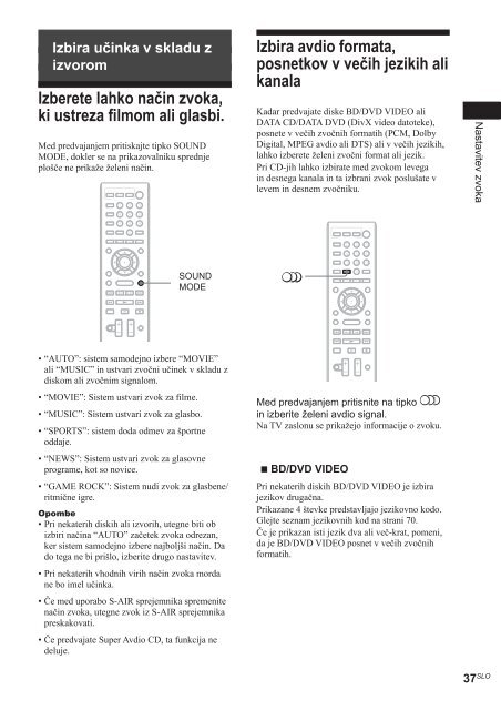 Sony BDV-E670W - BDV-E670W Istruzioni per l'uso Sloveno