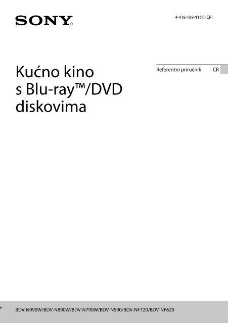 Sony BDV-N890W - BDV-N890W Guida di riferimento Croato