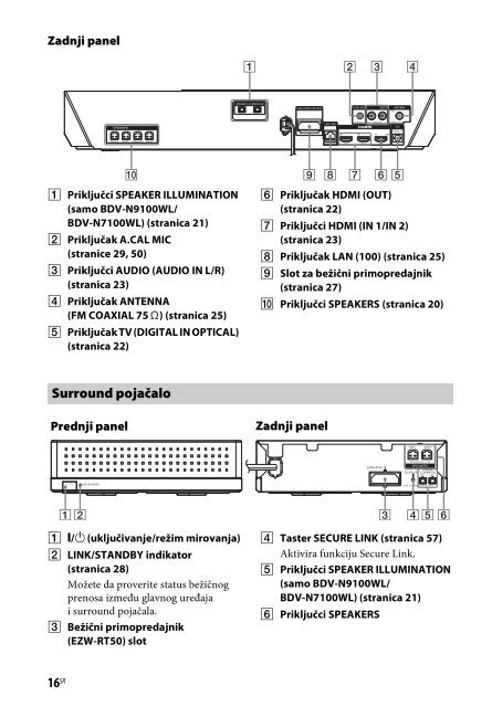 Sony BDV-N9100W - BDV-N9100W Istruzioni per l'uso Serbo