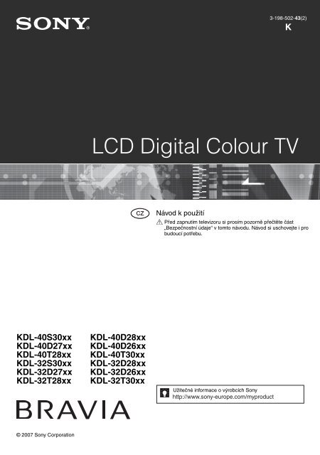 Sony KDL-40D2600 - KDL-40D2600 Istruzioni per l'uso Ceco