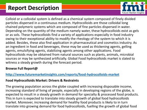 Detailed overview of Food Hydrocolloids Market, 2015-2025 by Future Market Insights
