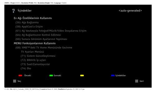 Sony KDL-46V5810 - KDL-46V5810 Istruzioni per l'uso Turco