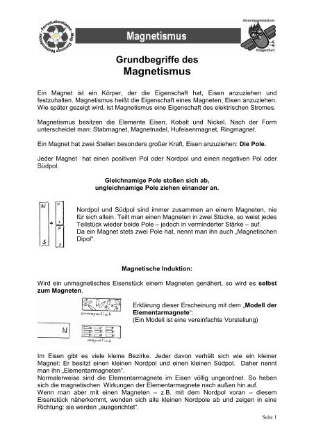 Grundbegriffe des Magnetismus - weitensfelder.at