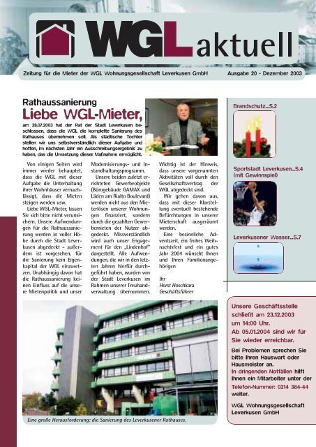 Liebe WGL-Mieter - WGL Wohnungsgesellschaft Leverkusen GmbH