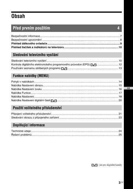 Sony KDL-26U2520 - KDL-26U2520 Istruzioni per l'uso Ceco