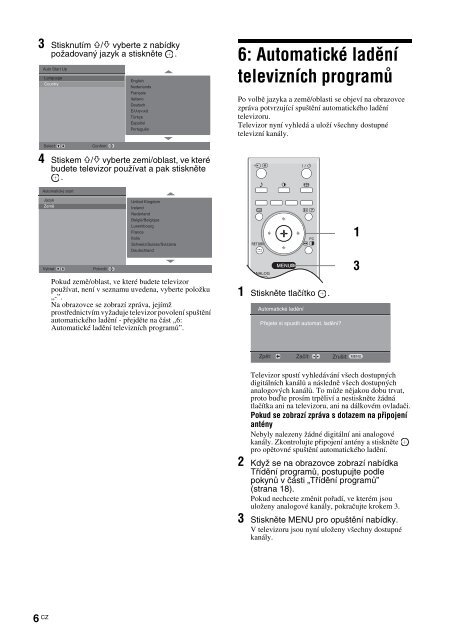 Sony KDL-26U2520 - KDL-26U2520 Istruzioni per l'uso Ceco