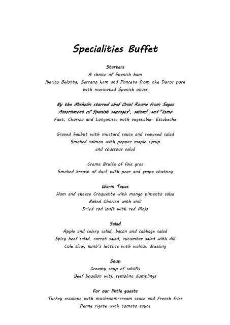 Sala Santa Isabel Menu Europa Park