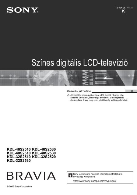 Sony KDL-40S2510 - KDL-40S2510 Istruzioni per l'uso Ungherese