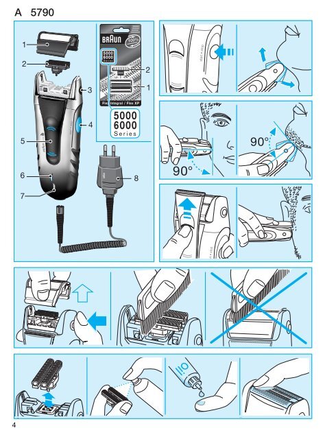 Braun Clean &amp; Charge, Flex XP, Contour, 5722, 5735-Clean &amp; Charge (Flex XP, Contour) - 5790, Flex XP II System DE, UK, FR, ES, PT, IT, NL, DK, NO, SE, FI, TR, GR