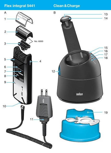 Braun Clean &amp; Charge, Flex Integral, 5485-Clean &amp; Charge (Flex Integral) - 5441, Flex Integral System UK, FR, ES (USA, CDN, MEX)