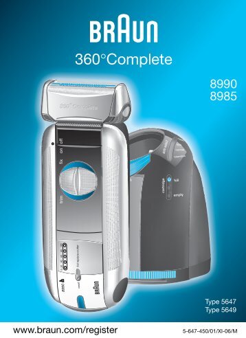 Braun Series 5, 360Â° Complete-550, 8975, 8990, 8991 - 8990, 8985, 360Â°Complete DE, UK, FR, ES, PT, IT, NL, DK, NO, SE, FI, TR, GR