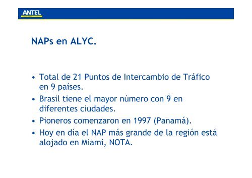 NAPs en América Latina y Caribe (ALYC). - Lacnic