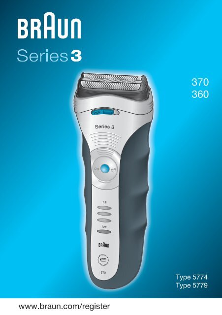 Braun Series 3-360 - 370, 360, Series 3 DE, UK, FR, ES, PT, IT, NL, DK, NO, SE, FI, TR, GR