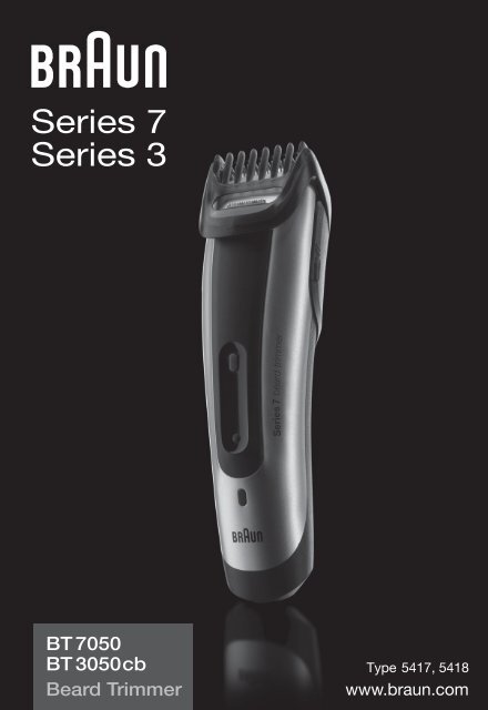 Braun cruZer6 beard&amp;head, Beard Trimmer-cruZer6, BT 5070, BT 5090, BT 7050 - BT7050, BT3050cb, Beard trimmer, Series 7 DE, UK, FR, ES, PT, IT, NL, DK, NO, SE, FI, TR, GR