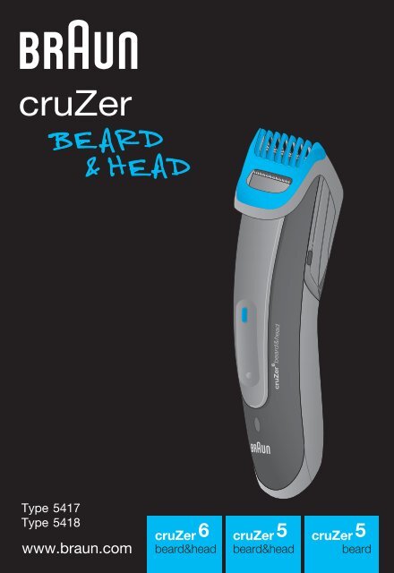 Braun cruZer6 beard&amp;head, Beard Trimmer-cruZer6, BT 5070, BT 5090, BT 7050 - cruZer6 beard&amp;head, cruZer5 beard&amp;head, cruZer5 beard DE, UK, FR, ES, PT, IT, NL, DK, NO, SE, FI, TR, GR