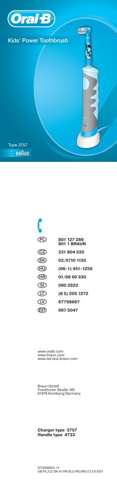 Braun AdvancePower Kids 950-D10.511 - D10 Kids Power Toothbrush UK, PL, CZ, SK, HU, HR, SL, RO, MD, LT, LV, EE