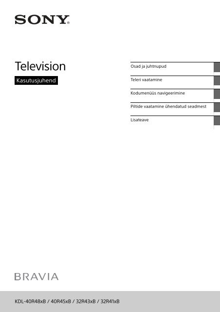 Sony KDL-32R410B - KDL-32R410B Istruzioni per l'uso Estone