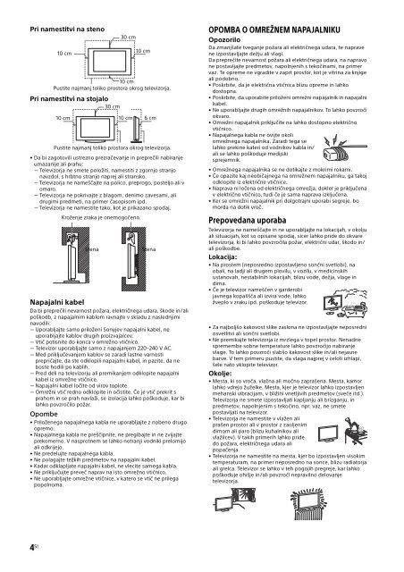 Sony KDL-32R410B - KDL-32R410B Istruzioni per l'uso Sloveno