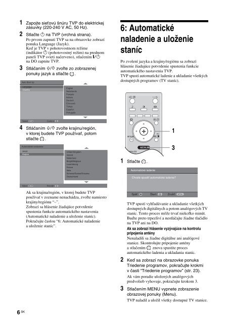 Sony KDL-20S4020 - KDL-20S4020 Istruzioni per l'uso Slovacco