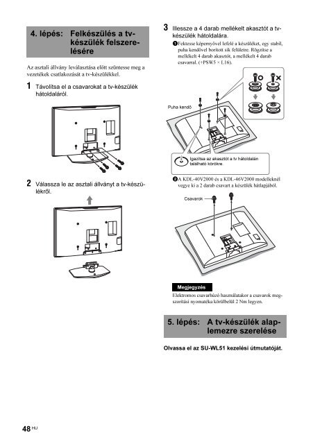 Sony KDL-26S2010 - KDL-26S2010 Istruzioni per l'uso Ungherese