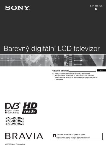 Sony KDL-32U2520 - KDL-32U2520 Istruzioni per l'uso Ceco