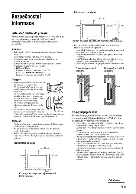 Sony KDL-32U2520 - KDL-32U2520 Istruzioni per l'uso Ceco